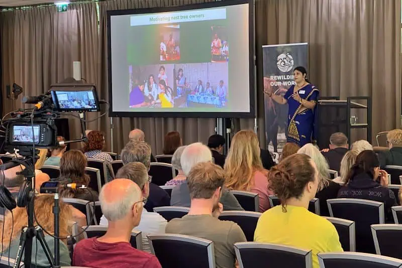 Purnima Devi Barman shares her inspiring work with the Hargila Army at the Rewilding Our World Conference.
