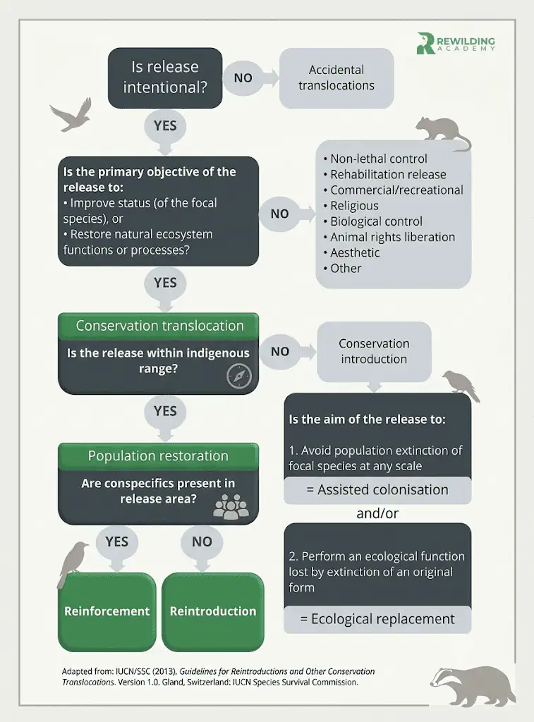 Species translocation spectrum and decision support diagram.
